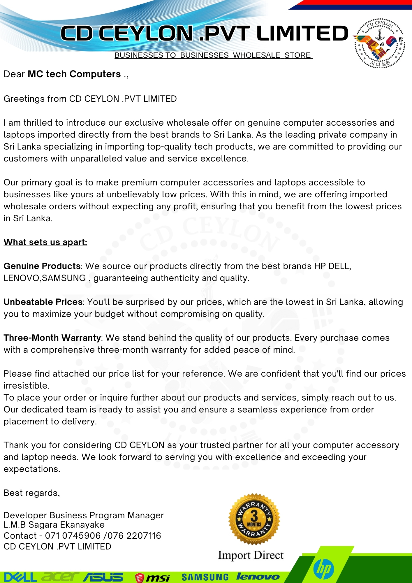 Blue Wave Professional Cover Letter